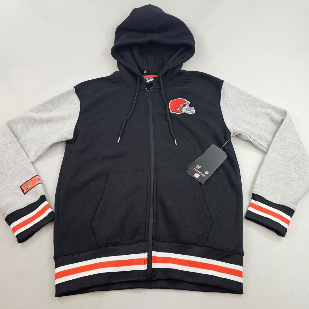 Ultra Game Shop Cleveland Browns NFL hoodie mens S Small black logo zip $90